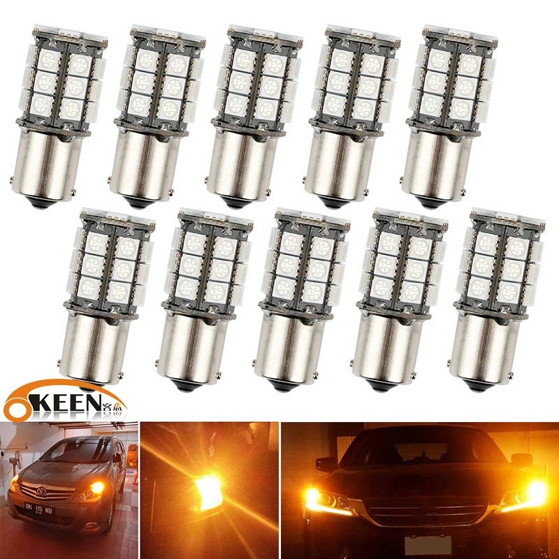 

OKEEN 10 Pcs 12V 5050 27SMD 1156 P21W BA15S Auto Caravan Led Bulb Parking Reverse Turning Backup Lamp LED Daytime Running Light