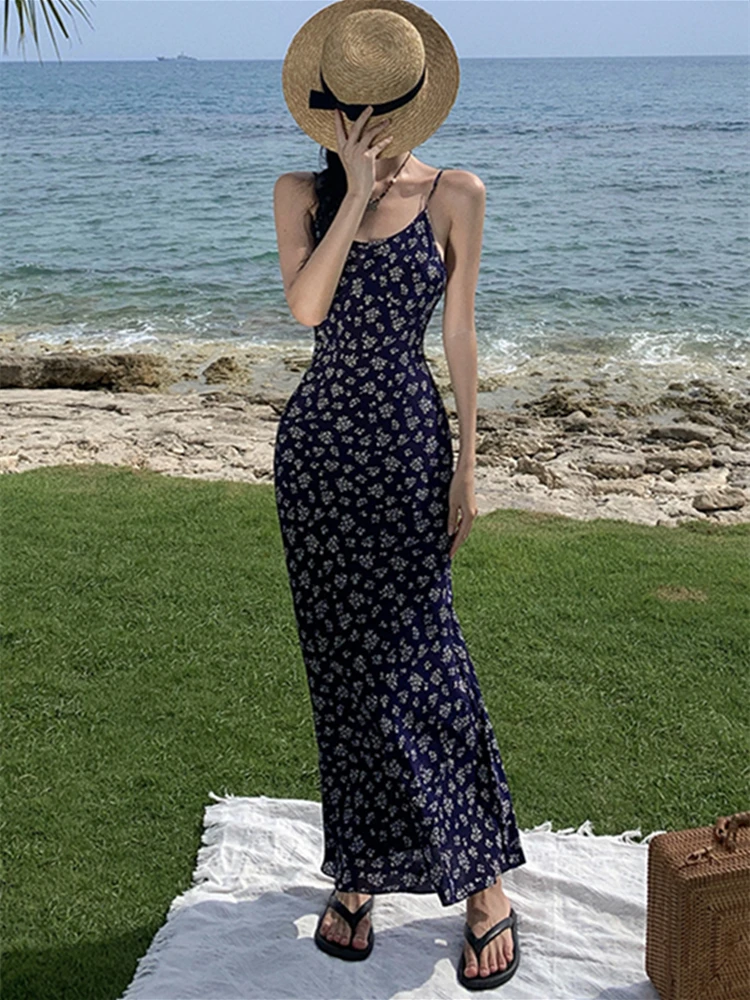 

Женское летнее Элегантное платье без рукавов на бретельках с принтом, женское модное праздничное пляжное вечерние, Vestidos, одежда с открытой спиной