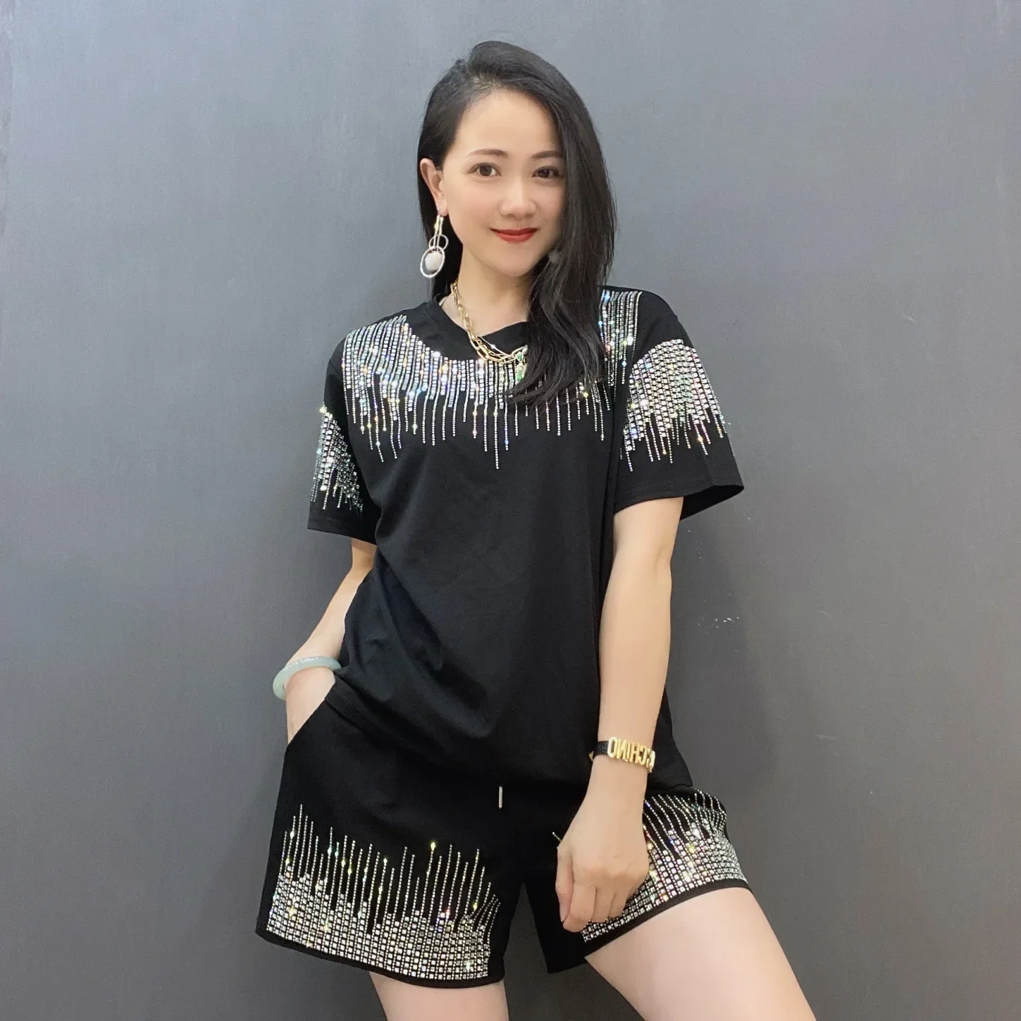 Весна 2023 женский комплект из двух предметов однотонный спортивный костюм с