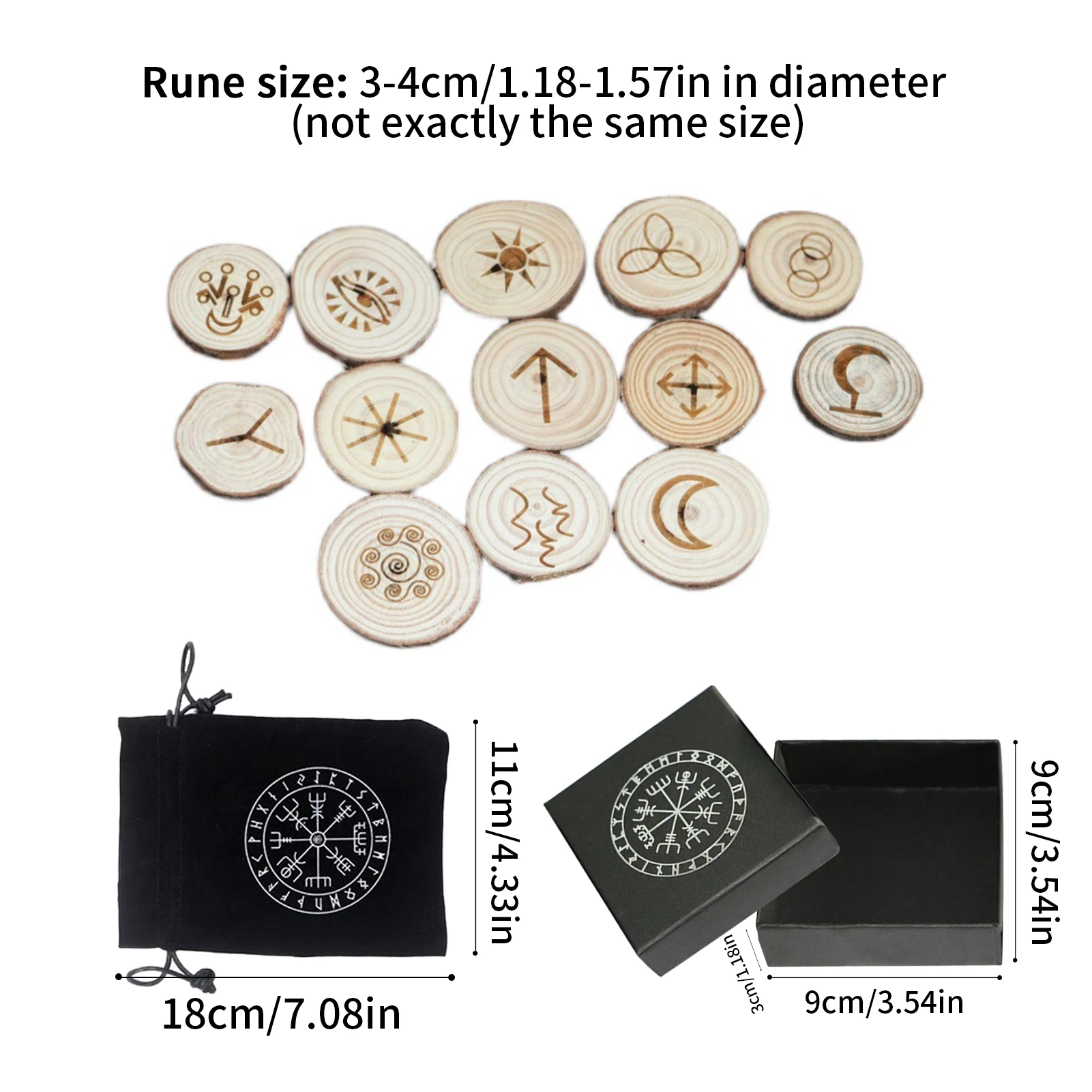 13 шт. Набор рун ведьмы для гадания с сумкой хранения |