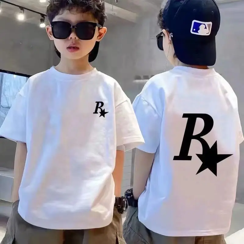 Футболка хлопковая с коротким рукавом и принтом свободного покроя