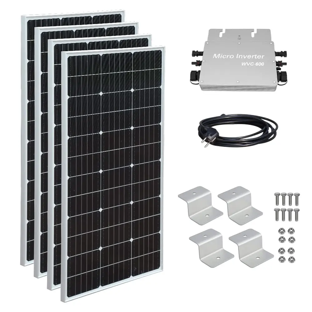 

400W Balcony Power Station 4 Pieces 100 Watt Solar Panel 600W Micro Inverter 220 V / 230 V Power Network Micro to Grid System