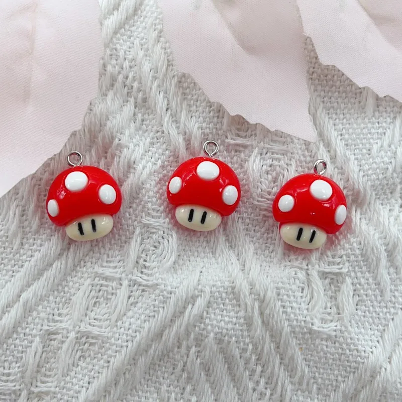 

15pcs Cute Funny Game Mushroom Charms Resin Flatback Popular Pendant For Earring Keychain Bracelet Diy Crafts Jewelry Making
