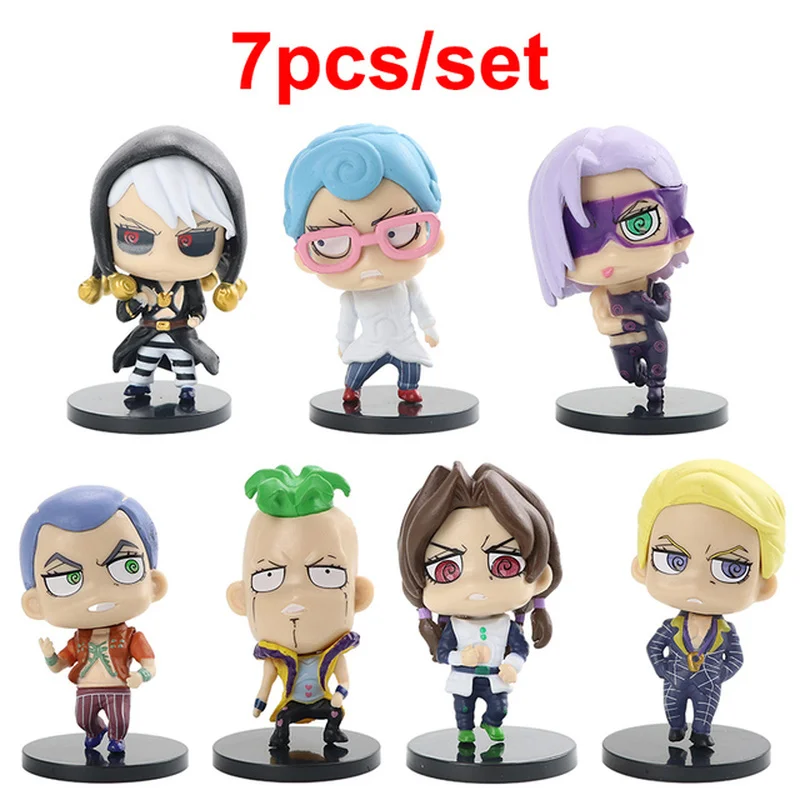 

7pcs/set Jojoes Bizarre Adventure Anime Figure Kujo Jotaro Action Figure Higashikata Josuke Kakyoin Noriaki Figurine Model Toys