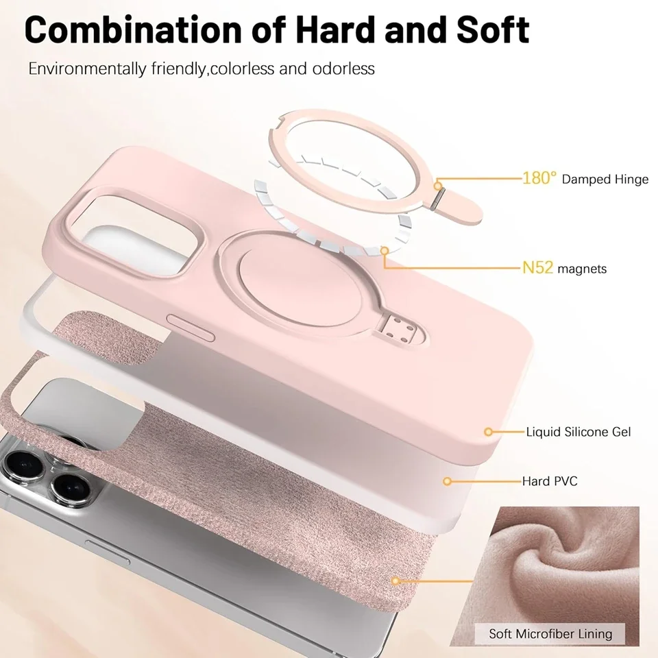 Фото Магнитный силиконовый чехол для телефона Liduid для IPhone 14 11 12 13 16 Pro Max 15 14 16 Plus Magsafe Stand Charge Protector Soft Cover Ca №5