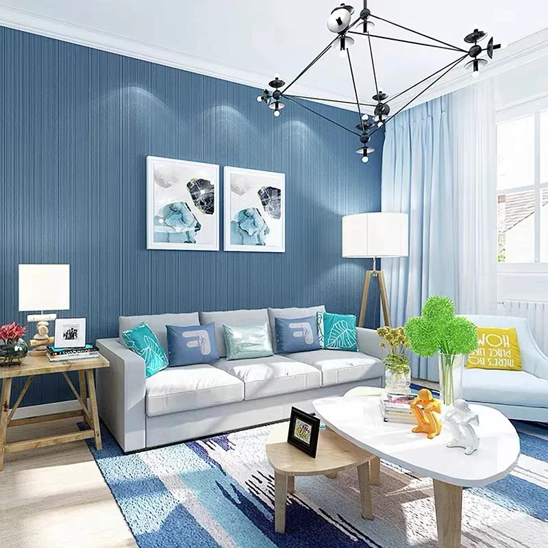 

Lake blue 3D vegan color pinstripe wallpaper Nordic Minimalist Clothing Store Grey Wallpaper Tiffany Blue