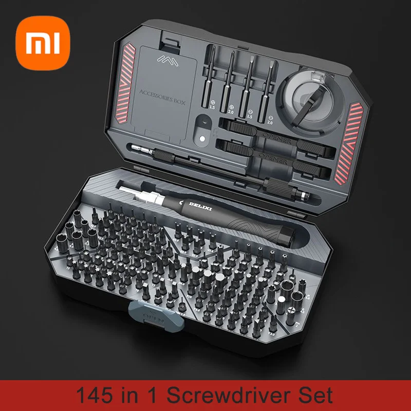 

Xiaomi DELIXI 145 in 1 Screwdriver Set Precision Magnetic Screw Driver Bits for Mobile Phone Repair Screwdrive Kit Hand Tools