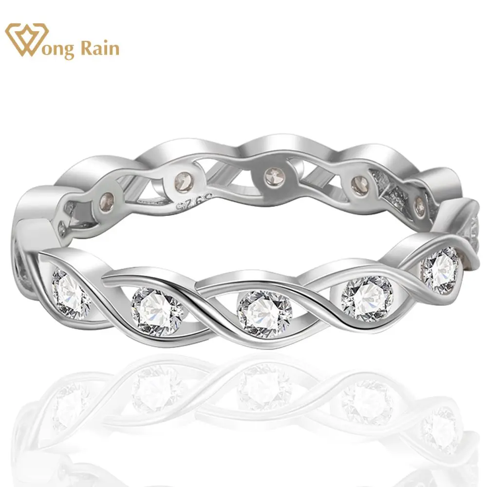 

Wong Rain 100% 925 Sterling Silver Round Cut Lab Sapphire Gemstone Fine Ring For Women Jewelry Wedding Party Gifts Wholesale