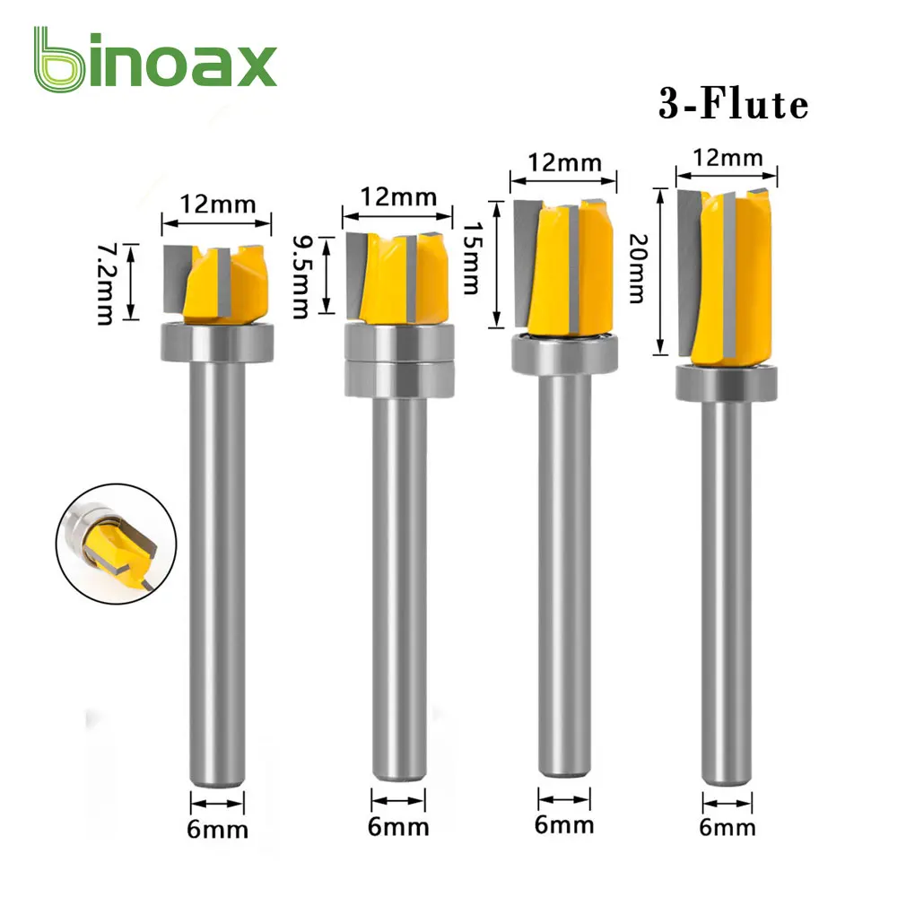 

Binoax Optical Dia Mortise Template Flush Trim 2-3 Flutes Router Bits -6mm Shank