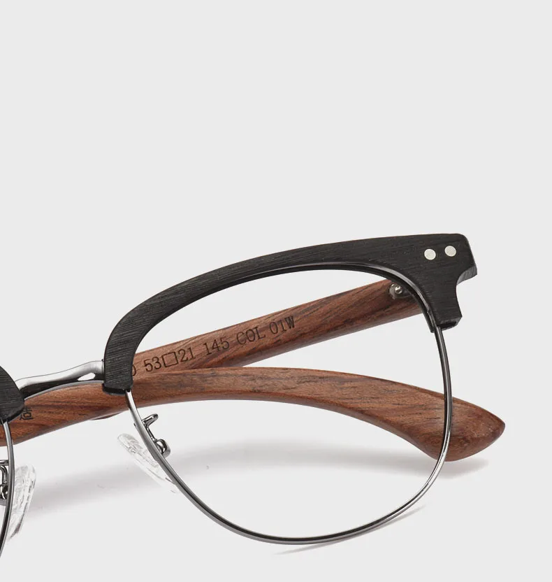 

2023 Half Rim Business Rivet Wood Grain Acetate Eyewear Vintage Handmade Prescription Reading Glasses For Men Eyeglass Frames