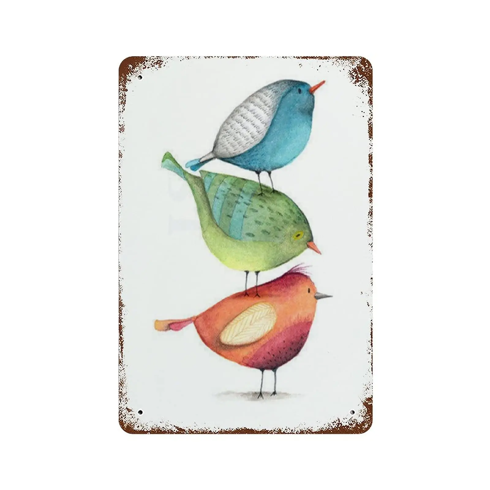 Винтажный жестяной знак Graman декор для стен акварель птицы милые украшения