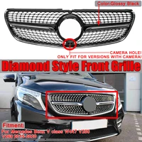 diamond grill mesh w447 car front grille grill with camera for mercedes for benz v class w447 v250 v260 2015 2020 black chrome