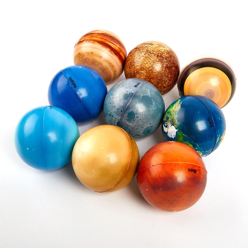 

6.3cm Eight Planets Moon Star Ball Toy Colorful Bouncy Sponge Elastic Printing Star Ball Children Educational Toy Gift