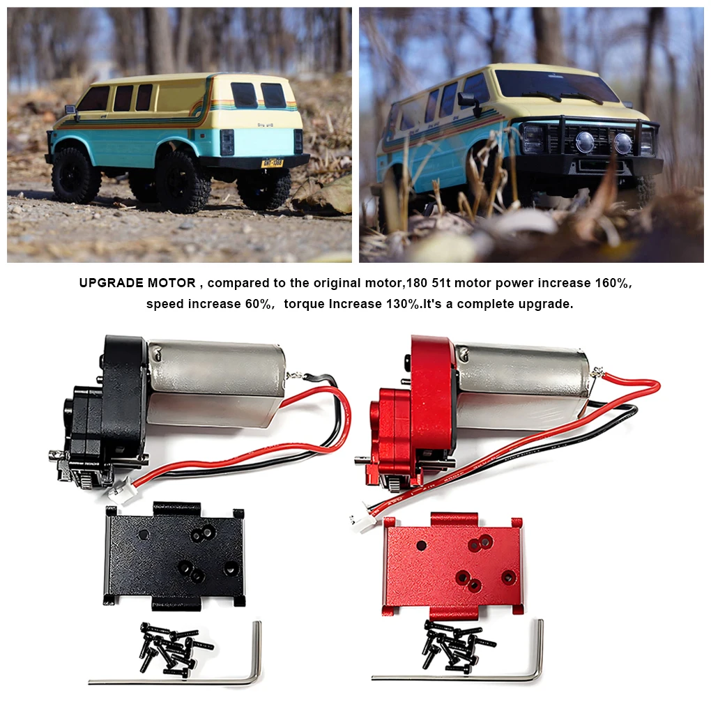 Коробка передач 180 Motor 51T для HobbyPlus 1 18 CR18P Rock Van надежная и Точная передача Черная
