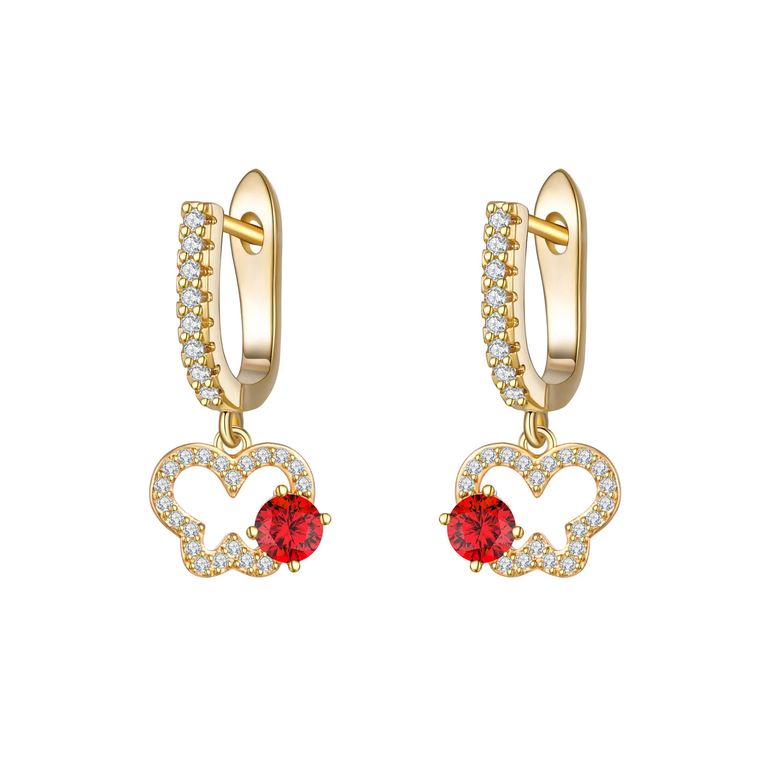 Серьги Butterfly Petite 14k настоящие гипоаллергенные красные милые маленькие и шикарные маленькие осенние