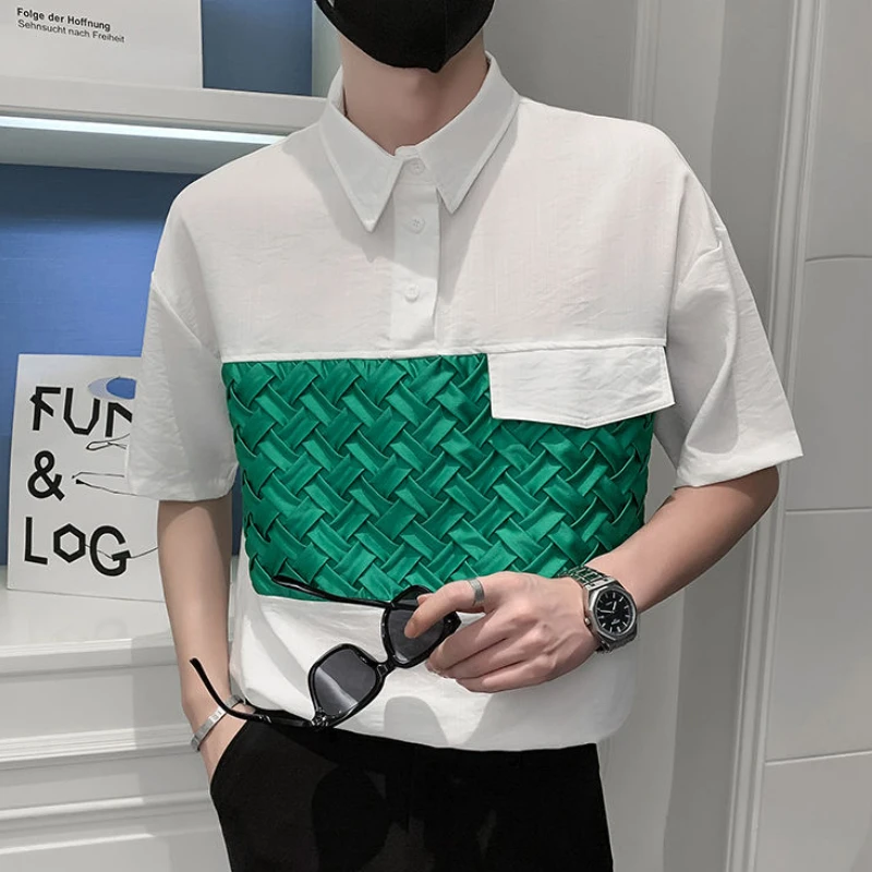 Men's Short Sleeve Shirt Net Red Tide Brand Lapel T-shirt Half Sleeve Polo Shirt 2022 New Loose T-Shirt