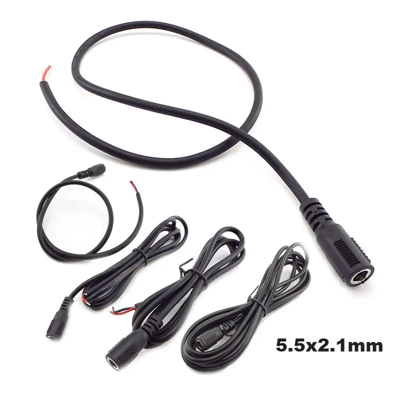 

5.5x2.1mm 12V 5A DC Female Plug Power Supply Cable DIY Extension 20 AWG Jack Cord DC Connector For LED Light CCTV