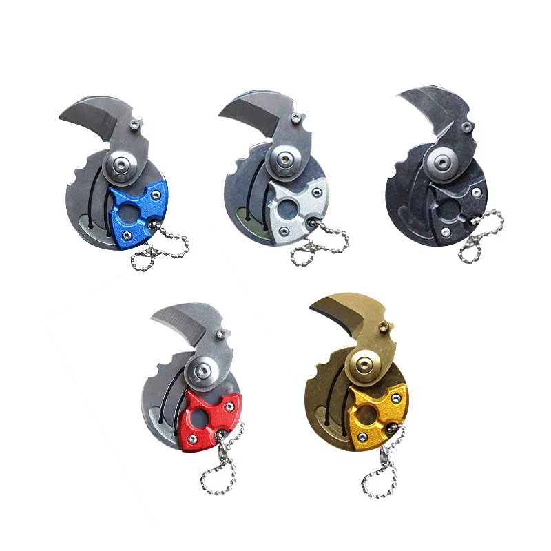 

Карманный круглый складной маленький нож, брелок для ключей, подвесная монета для улицы, тактический, для выживания, Самозащита, открывалка ...