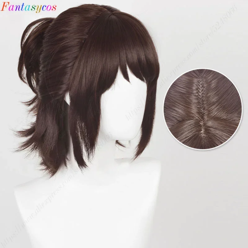 Парик для косплея Hange Zoe из темно-коричневых волос парики костюма на Хэллоуин