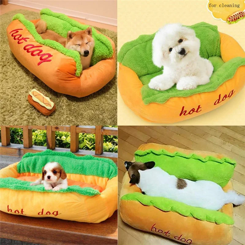 Funny Hot Dog Bed Pet Lounger Doggie Kennel Cat Puppy Warm Soft House Sofa Mat Basket Blanket Hotdog Beds Sleeping Bag |