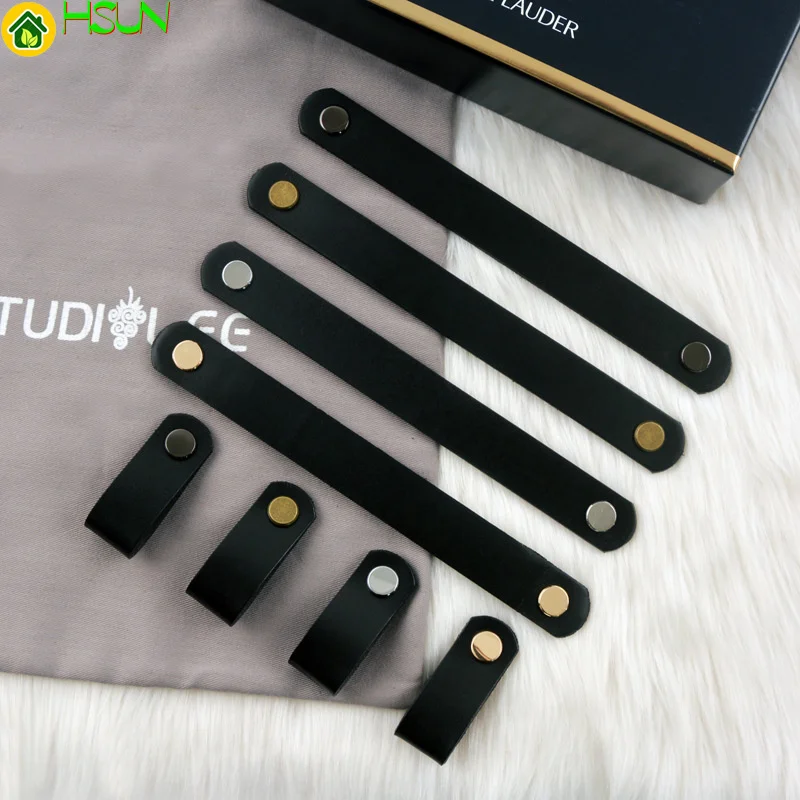 

Nordic furniture leather handle head layer cowhide handle clothing cabinet door shoe cabinet wine cabinet drawer black leather