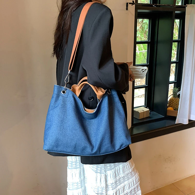 

2023 Fashion Women Soft Designer Brands Message Tote Shoulder Crossbody Bags Satchel Denim Handbag Big Pockets Leisure Shopping