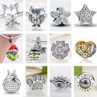 925 sterling silver cat beads circular family bead original pandora charm bracelet for women diy silver 925 jewelry making