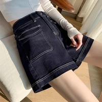 denim shorts womens summer thin section 2022 new trendy ins high waist loose a word large size wide leg hot pants