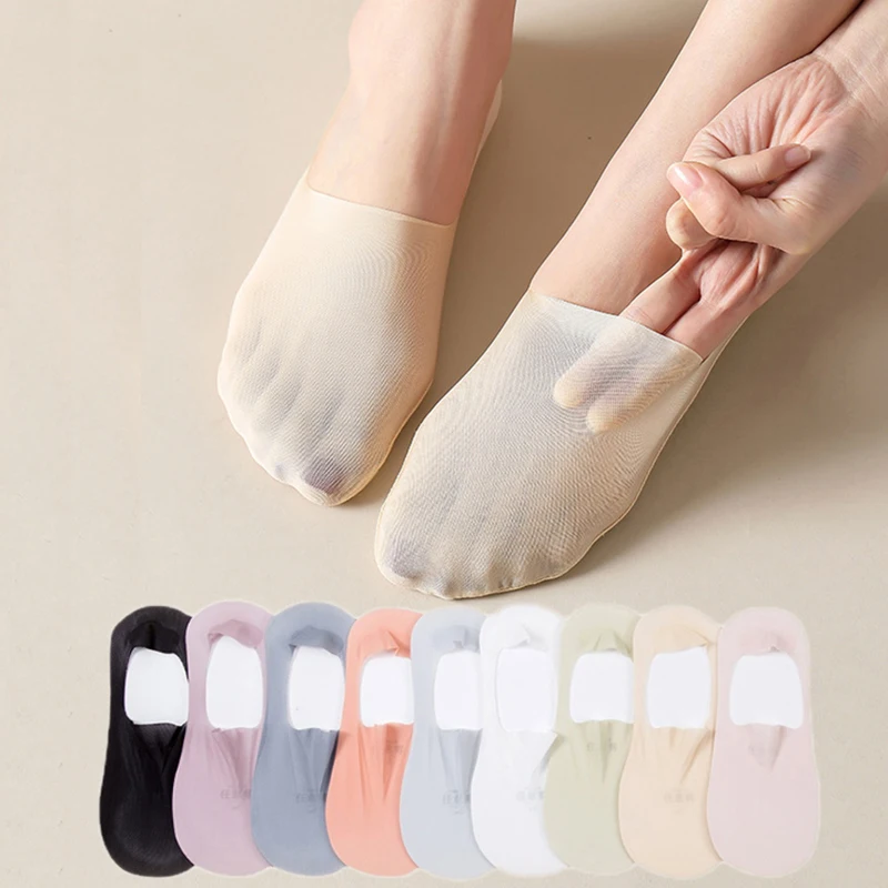 

5 пар/компл. женские силиконовые Нескользящие невидимые летние носки однотонные Цвет укороченные сетчатые носки-башмачки женский лед тапочки носки-невидимки