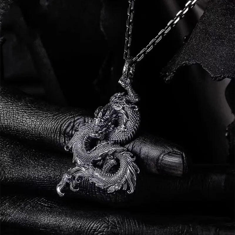Китайское ожерелье с подвеской в этническом стиле ветер Дракон Мужские Модные