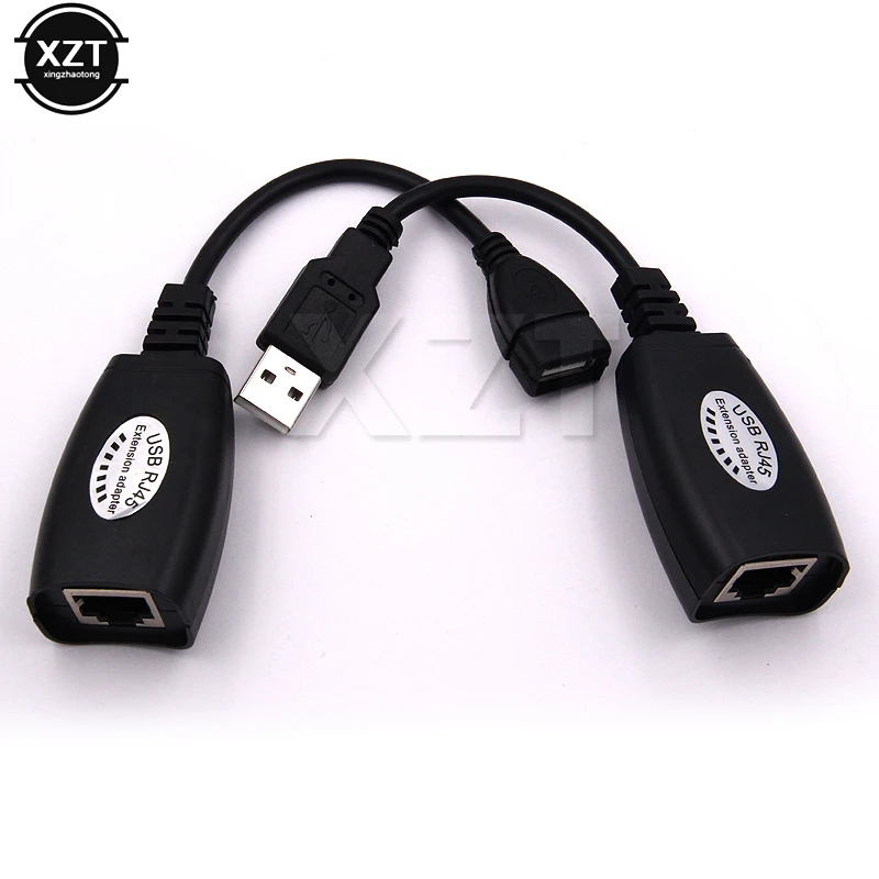 High Speed Black Mini USB RJ45 LAN Cable Adapter Extension USB Cat5e Network Cable Extension Adapter 50m Use CAT5 LAN Cable