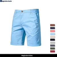 2022 new summer 100 cotton solid shorts men high quality casual business social elastic waist men shorts 10 colors beach shorts