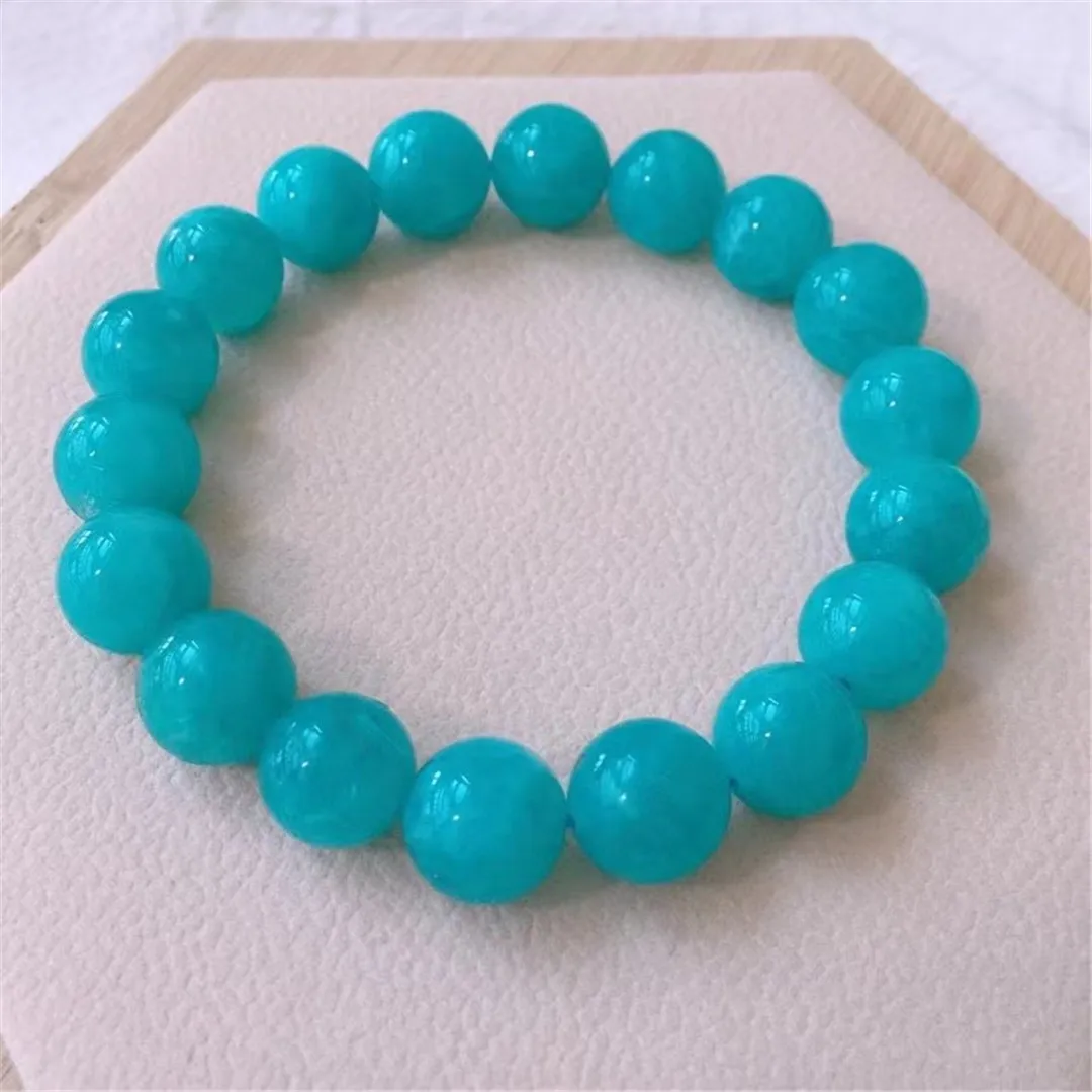 

Браслет из натурального амазонита диаметром 11 мм, ювелирное изделие для женщин и мужчин, подарок с любовью, камень, круглые бусины, Мозамбик...