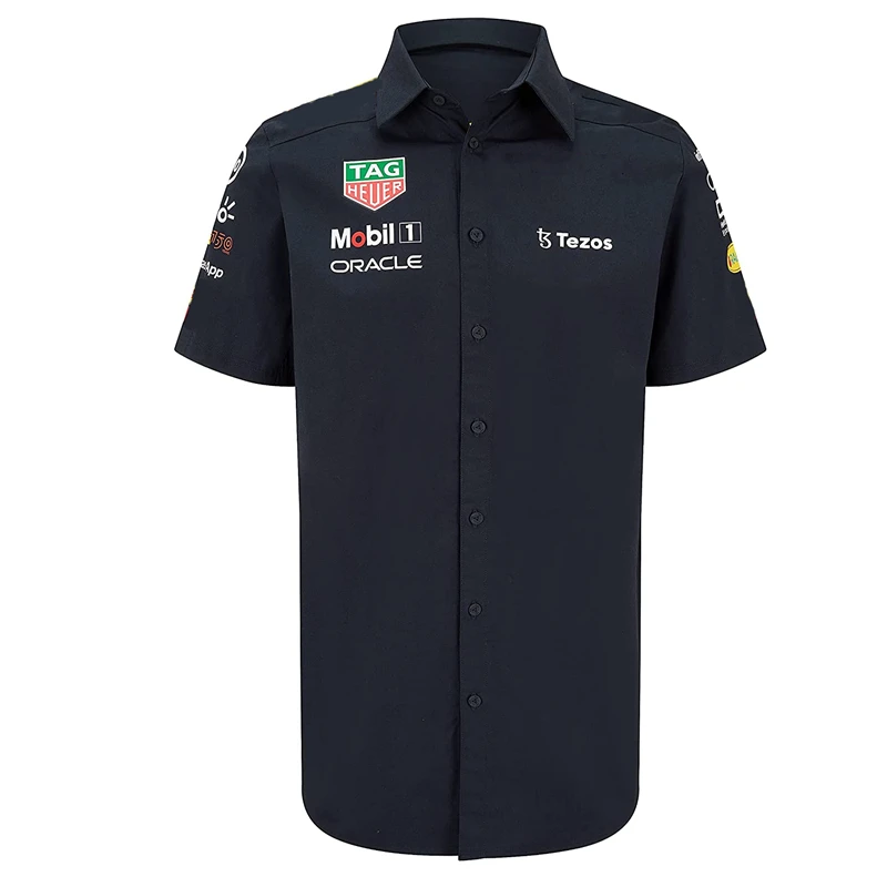 

2022 Summer 3D Print Men F1 Oracle Team Red Animal Fans Casual Lapel Short Sleeve Men's Outdoor Sports Shirt Street Fashion Tops