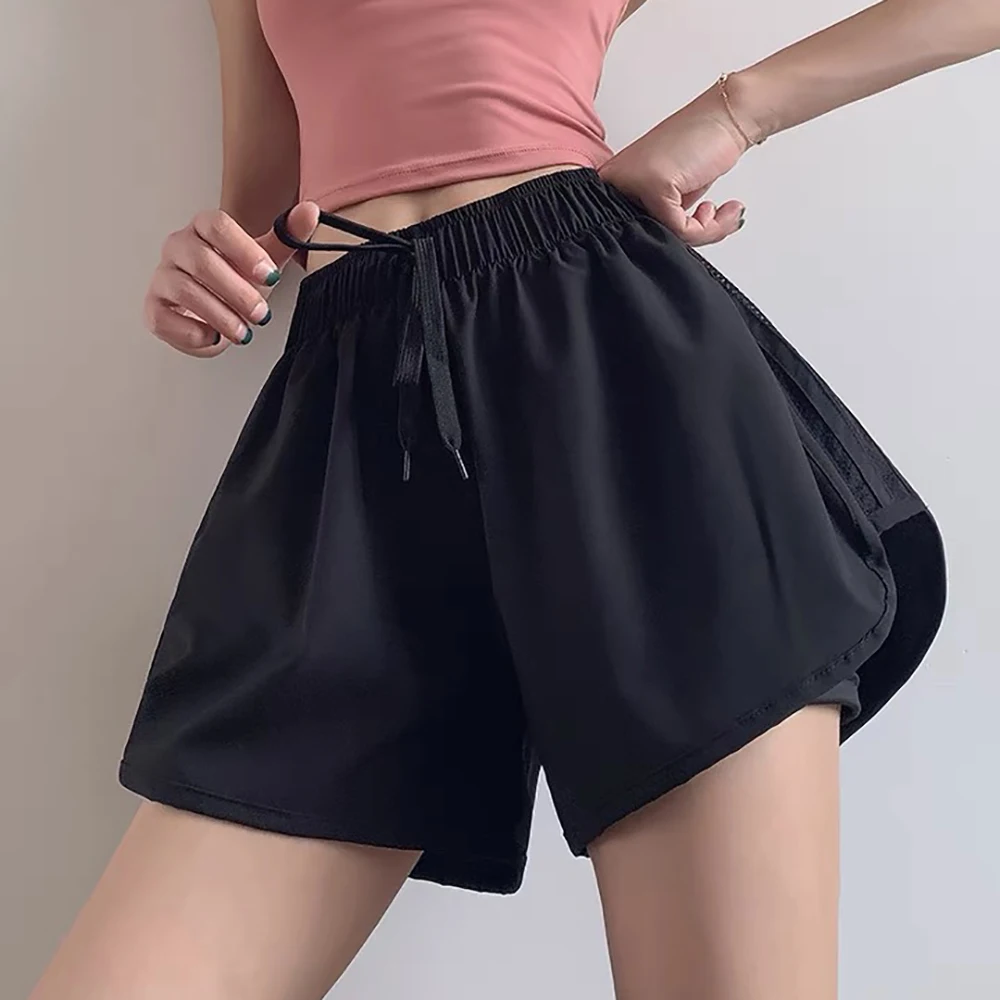 Fake Two-piece Fitness Shorts Summer Women's Elastic Tight Running Sports Culottes Quick-drying Breathable Yoga Workout Shorts