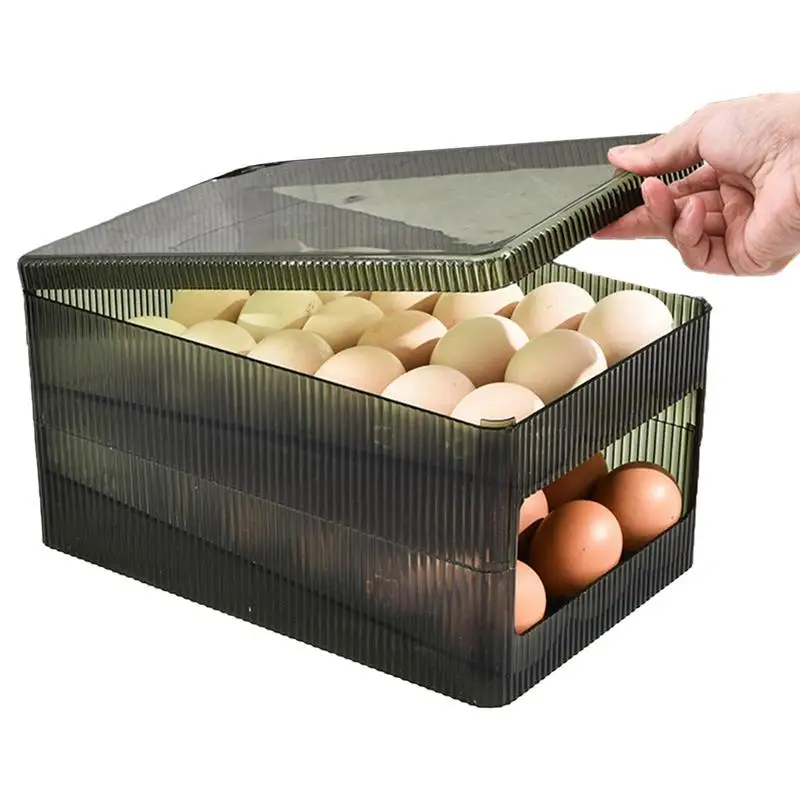 

Egg Holder For Refrigerator Large Capacity Automatically Rolling Egg Storage Holder 2 Layer Egg Fresh Storage Box For Fridge