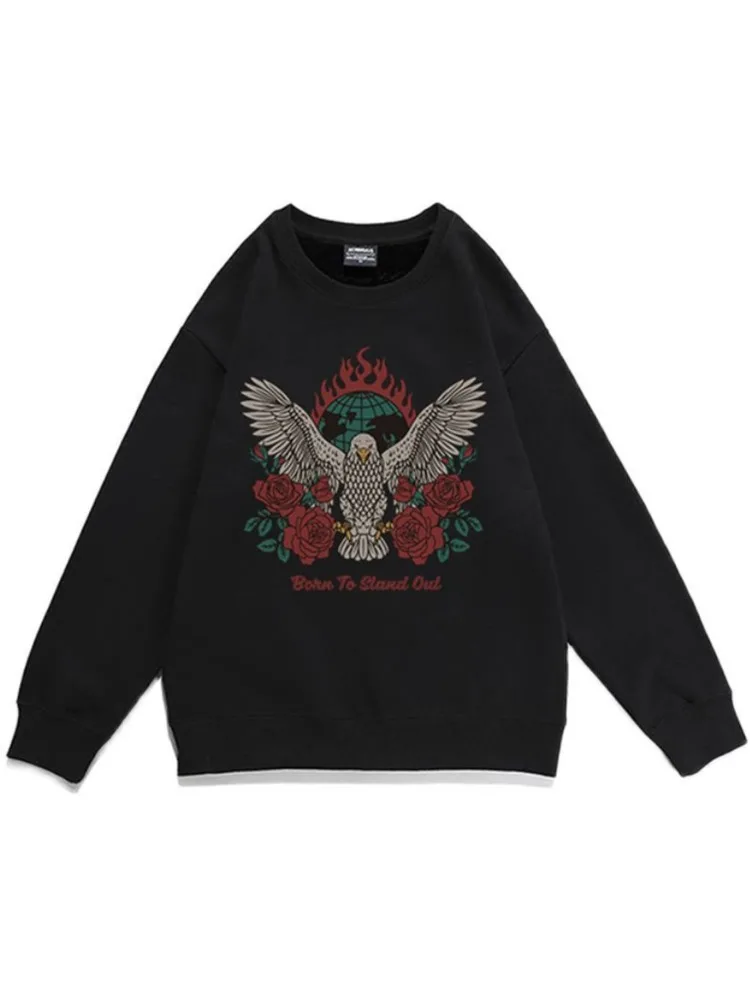 

Свитшот с цветочным орлом для мужчин и женщин, осенне-зимняя одежда 2022, повседневные толстовки, пуловеры, топы, модная уличная одежда для пар, свитшоты