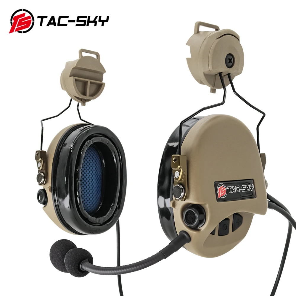 TAC-SKY Helmet Mount ARC Rail Mount Version Tactical Noise Cancelling Hunting TCI LIBERATOR II Silicone Over-Ear Headphones