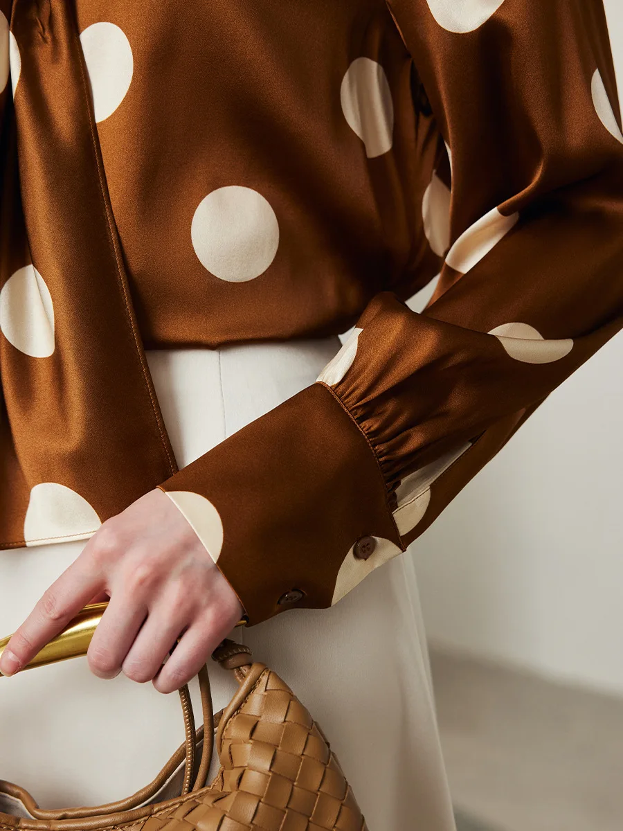 Элегантная рубашка BirdTree из 90% натурального шелка 6 А 19 мм Женский атласный