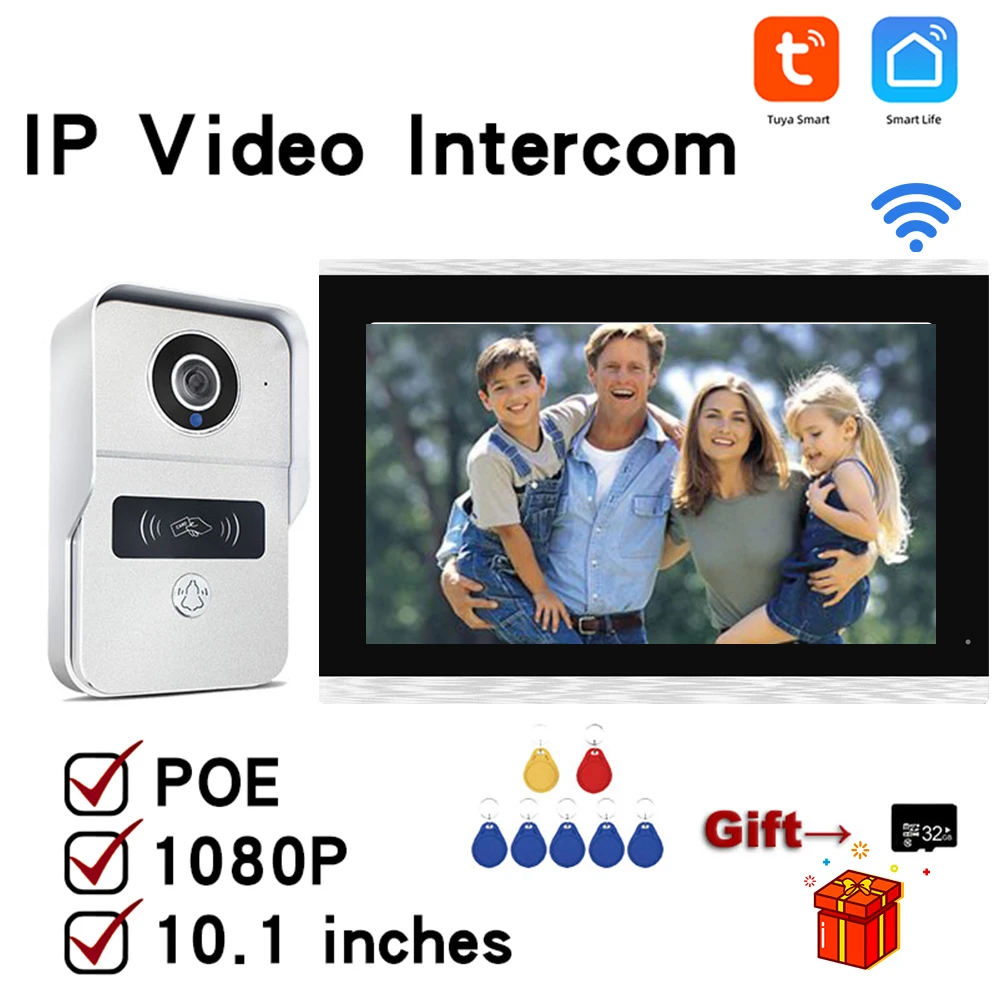 

Wifi Tuya IP Video Intercom Doorbell with Camera Rfid Access Control POE 10 Inch Touch Screen Apartment Doorphone Interfone 2MP