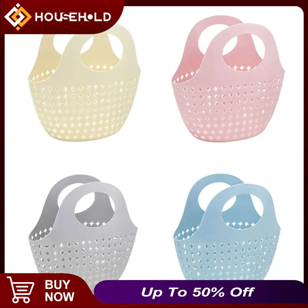 

New Stylish Storage Bathroom Kitchen Hollow Plastic Fashionable Portable Basket With Handle Sundries Organizer Containers Bags