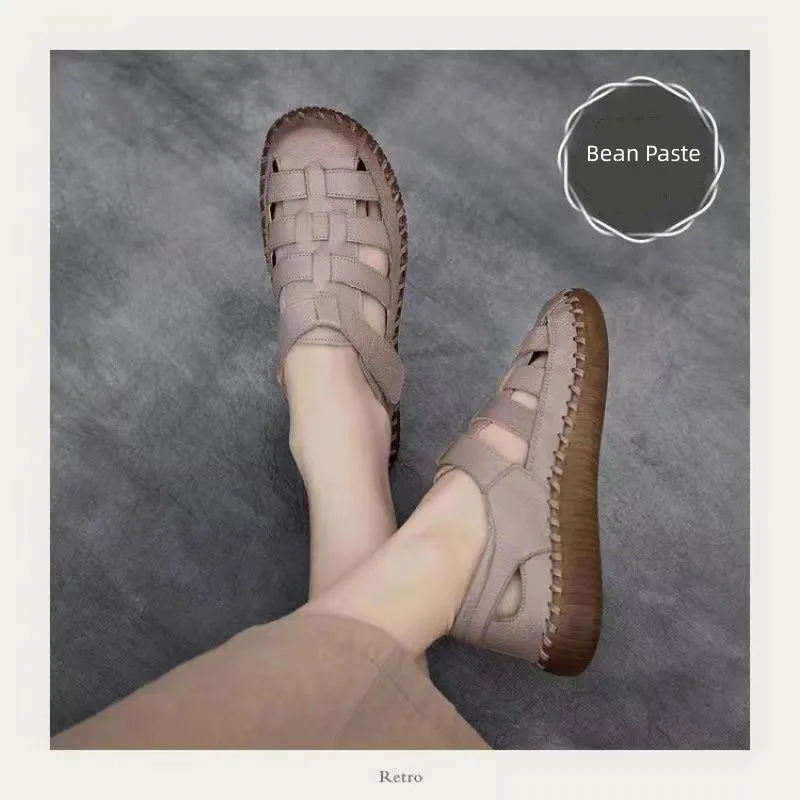 Leather Casual Shoes For Women High Quality Classic Women Sandals Summer Outdoor Walking Women Sneakers Breathable Women Sandals