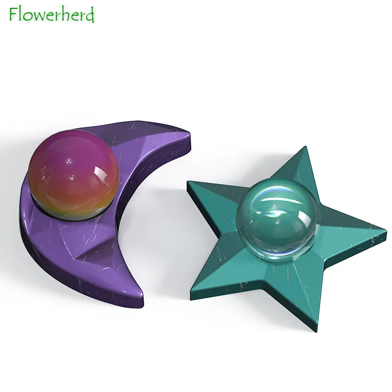 

Diy Crystal Epoxy Resin Molds Cut Face Star Moon Candle Holder Ball Base Silicone Mold Candle Making Kit Resin Art Supplies