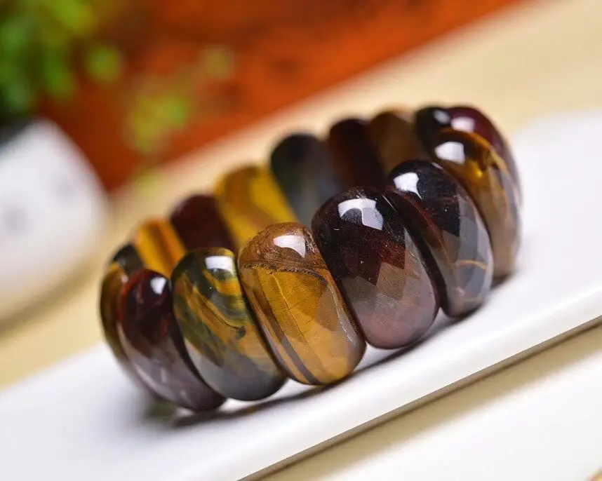 Natural Stone Colorful Tiger Eyes Beads Bangles Men Women Face Bracelets Handmade Jasper Energy Jewelry For Summer Gifts