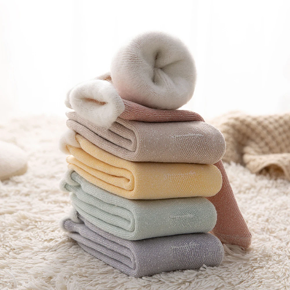 

New Velvet Women Winter Warm Thicken Thermal Socks Soft Casual Solid Color Sock Wool Cashmere Home Snow Boots Floor Sock 1Pairs