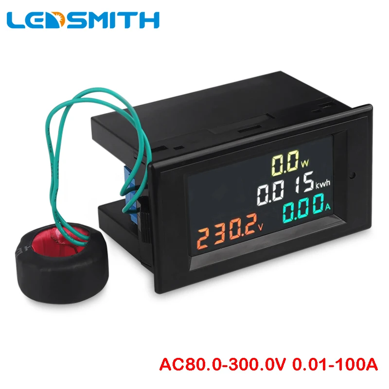 

Multimeter Ammeter Voltmeter Wattmeter AC 80-260V 0-100A Color LCD Digital Display Current Voltage Power Energy Meter