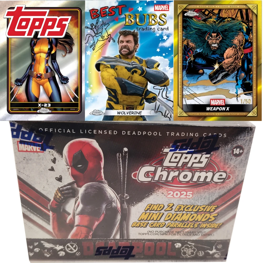 Фото Коллекционная карточка Topps Chrome Value Deadpool 2025 года для детей: суперпопулярные персонажи мультфильмов, лимитированная серия, подарки для фанатов №1
