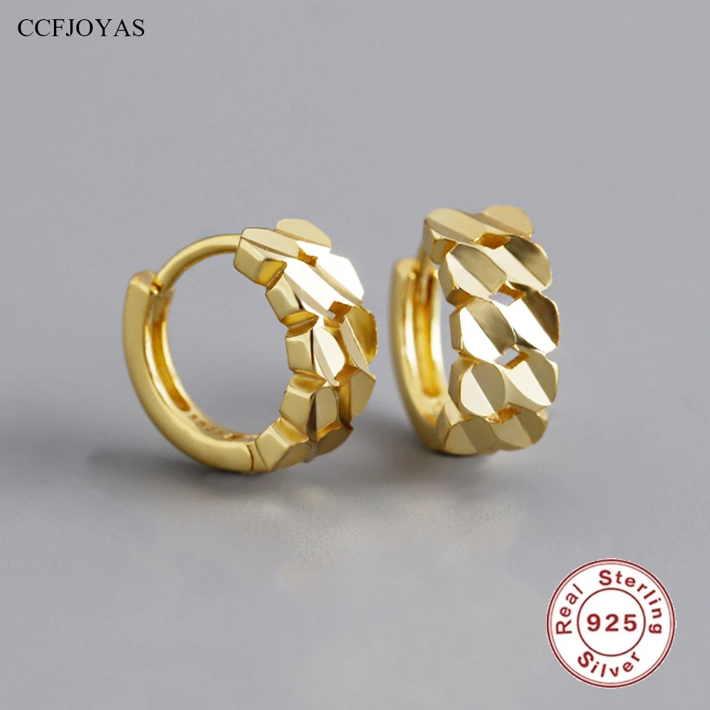 CCFJOYAS 9 мм 100% Серебро 925 пробы геометрические глянцевые серьги-кольца для женщин