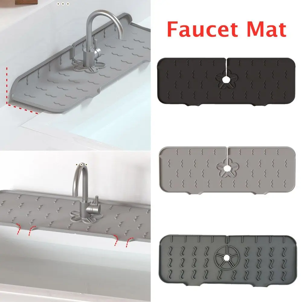 

Bathroom Water Splash Guard Kitchen Sink Drip Protect Water Catcher Mat Splash Guard Mat Drain Pad Silicone Faucet Mat