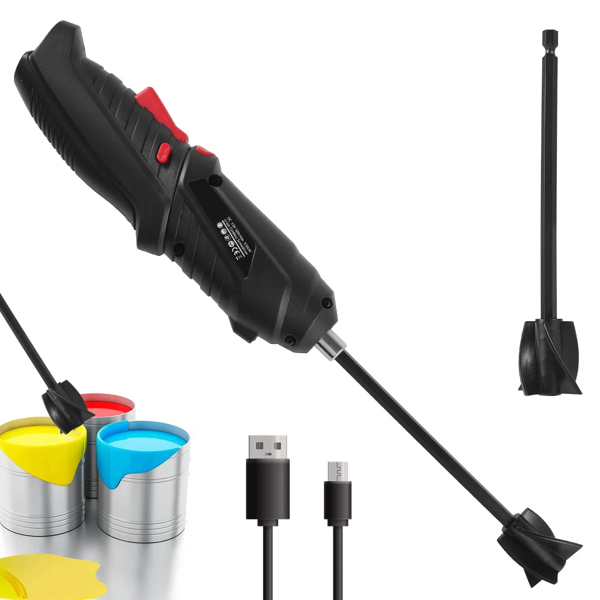 

L Electric Epoxy Resin Mixer Handheld USB Charging Resin Stirrer with 2 Reusable Stirring Paddles for 1/4in Drills Minimizing